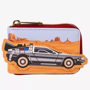 Loungefly Back to the Future 40th Anniversary DeLorean Accordion Wallet NWT